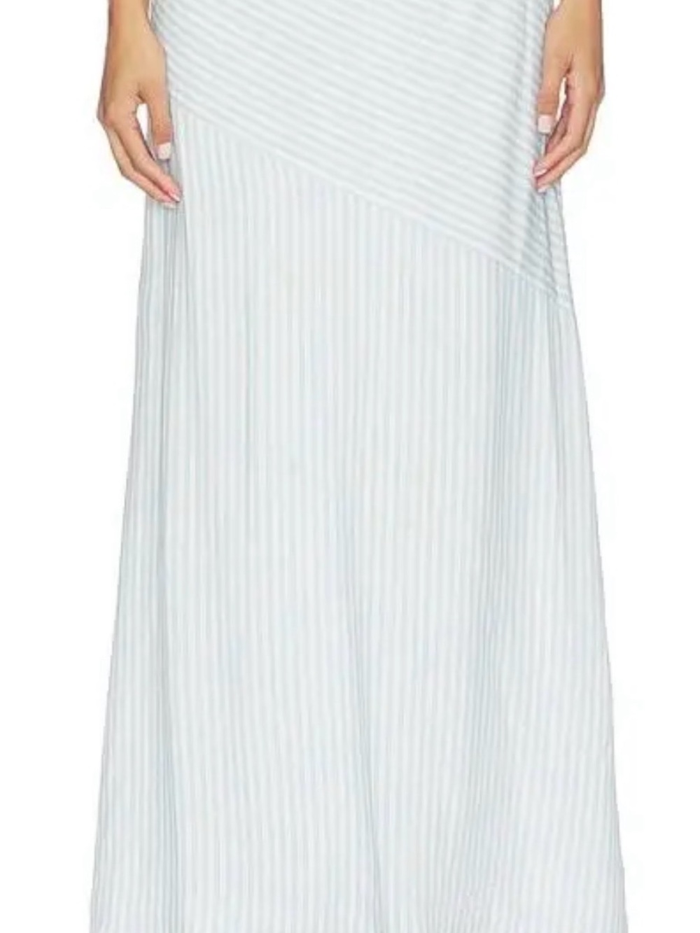 Women's Light Blue & White Striped Maxi Skirt